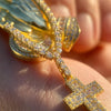 Praying Hands w/Cross Iced Pendant Gold Finish over 925 Silver