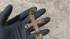 14k Gold Plated Cross w/Praying Hands Pendant Iced Bling Out CZ 4"
