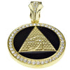 Pyramid Eye Black Gold Finish Round Coin Pendant
