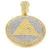 Pyramid Eye Gold Finish w/Glitter Round Coin Pendant