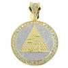 Pyramid Eye Gold Finish w/Glitter Round Coin Pendant