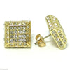 Pyramid Square Gold Finish Earrings 13MM