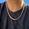 Rainbow Iced Flooded Out Tennis Chain Gold Finish Necklace 20"