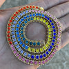 Rainbow Iced Flooded Out Tennis Chain Gold Finish Necklace 24"