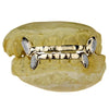 Real 10K Solid Gold Diamond Dust Two-Tone Canines Front Bar Custom Grillz