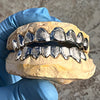 Real 10K White Gold Diamond Dust w/Border Custom Grillz