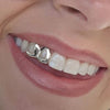 Real 10K White Gold Double Side Canine Open Face Caps Custom Grillz