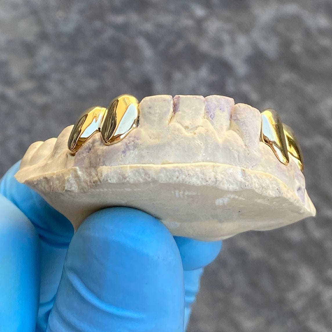 14K Gold Plated Double Cap Fang One Open Tooth Tanzania 14K Gold Plated Double Cap Fang One Open Tooth Tanzania