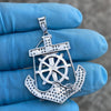 Real 925 Silver Jesus Ship Anchor Cross Iced Flooded Out CZ Pendant