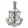 Real 925 Silver Jesus Ship Anchor Cross Iced Flooded Out CZ Pendant