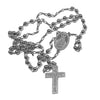 Real 925 Silver Rosary Necklace Baguette CZ Cross La Virgen Rosario De Plata 24"