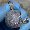 Real 925 Sterling Football Helmet Micro Pave Iced CZ Hip Hop Pendant