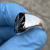 Real 925 Sterling Silver Black Oxidized Weed Leaf Marijuana Ring