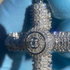 Real 925 Sterling Silver Cross Round Center Stone Iced Pendant 2.5"