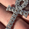 Real 925 Sterling Silver Cuban Link Egyptian Ankh Cross CZ Iced Pendant