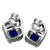 Real 925 Sterling Silver Earrings CZ Faux Blue Sapphire Micro Pave