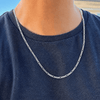 Real 925 Sterling Silver Figaro Link Chain Necklace Italy 3MM Thick 24" inch