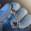 Real 925 Sterling Silver Hawaiian Fish Hook Tribal Makau Pendant