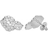 Real 925 Sterling Silver Iced CZ Nugget Earrings 16MM
