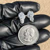 Real 925 Sterling Silver Iced CZ Nugget Shape Earrings 16MM