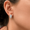 Real 925 Sterling Silver Iced CZ Nugget Shape Earrings 16MM