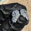 Real 925 Sterling Silver Iced CZ Nugget Shape Earrings 16MM
