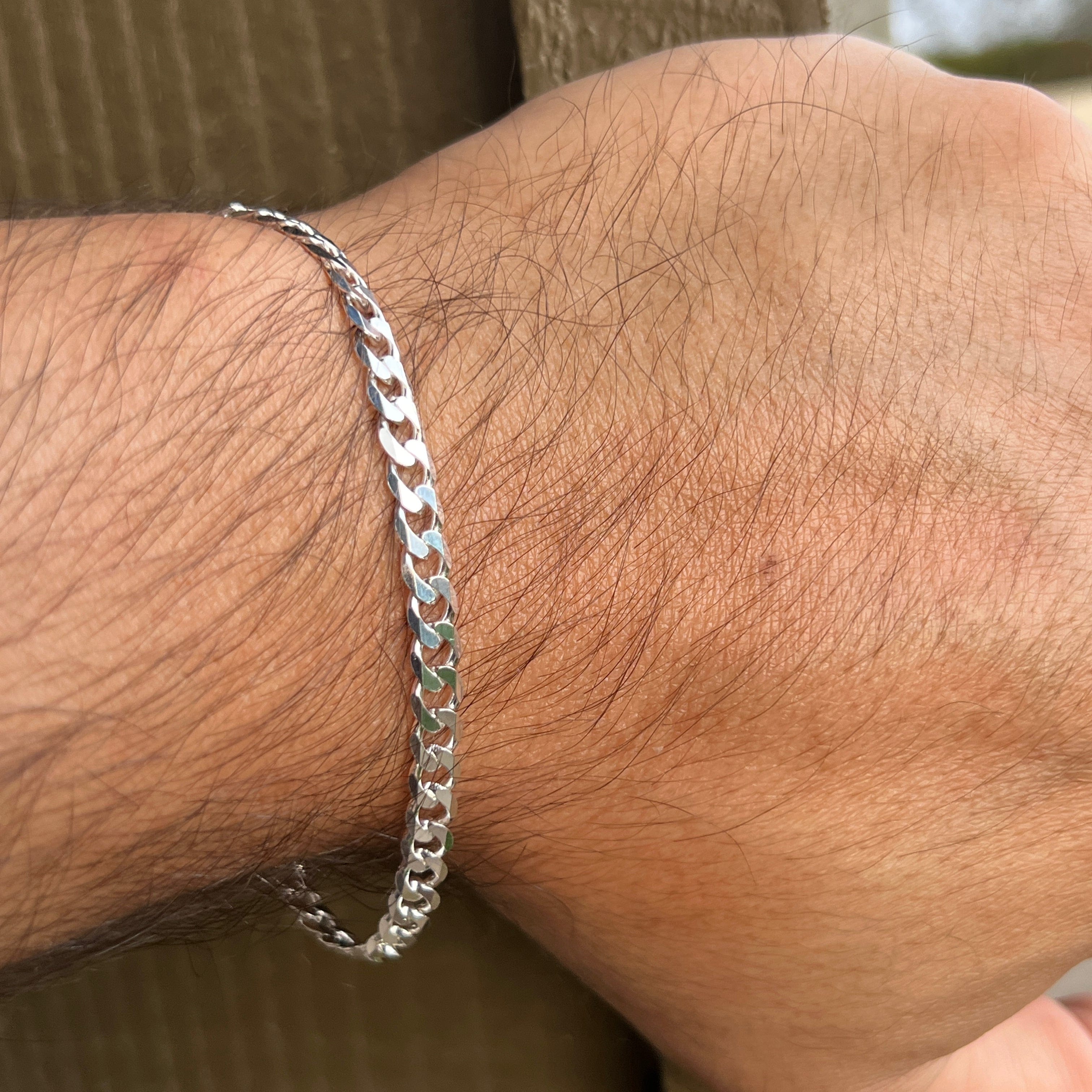 Real 925 Sterling Silver Italy Flat Cuban Link Chain Bracelet 5MM (7