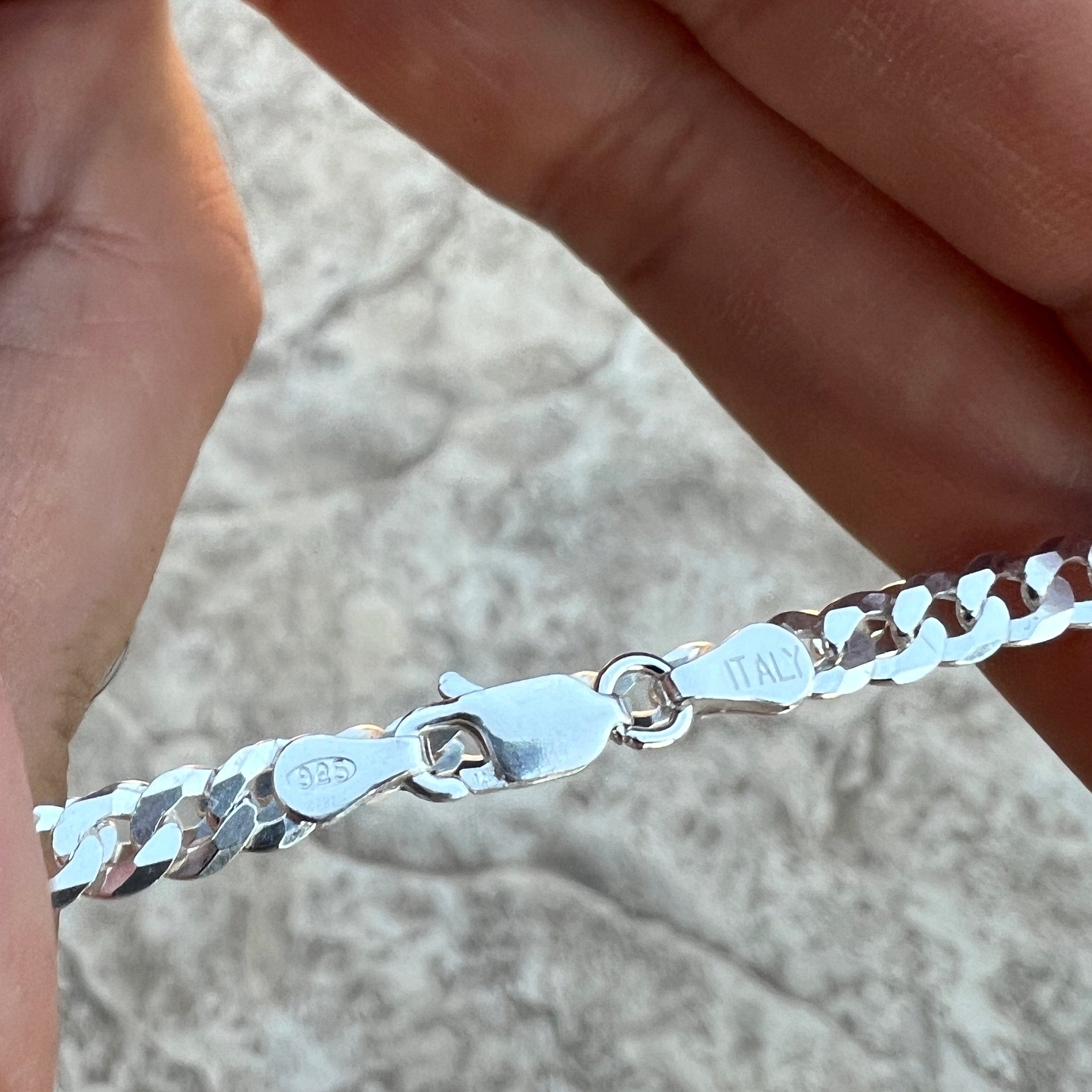 Real 925 Sterling Silver Italy Flat Cuban Link Chain Bracelet 5MM (7