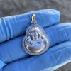 Real 925 Sterling Silver Laughing Buddha Matte Finish Pendant 1"