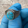 Real 925 Sterling Silver Natural Turquoise Oval Gemstone Ring