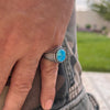 Real 925 Sterling Silver Natural Turquoise Oval Gemstone Ring