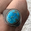 Real 925 Sterling Silver Natural Turquoise Oval Gemstone Ring