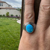 Real 925 Sterling Silver Natural Turquoise Oval Gemstone Ring