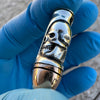 Real 925 Sterling Silver Skull Bullet Two Tone 14k Gold Plated 9MM Thick Pendant