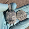 Real Authentic 925 Sterling Silver Pitbull Dog CZ Iced Flooded Out Charm Pendant