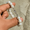 Real Cultured Pearl Bracelet 10mm Pearls 925 Sterling Silver Clasp Made in Italy