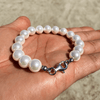 Real Cultured Pearl Bracelet 10mm Pearls 925 Sterling Silver Clasp Made in Italy