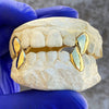 Real Solid 10K Gold Four Vampire Fangs w/Back Bars Custom Grillz