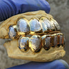 Real Solid 10K Gold Two-Tone Diamond-Dust Custom Grillz