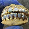 Real Solid 10K Gold Two-Tone Diamond-Dust Custom Grillz