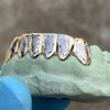 Real Solid 10K Gold Two-Tone Diamond-Dust Custom Grillz