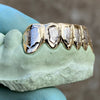 Real Solid 10K Gold Two-Tone Diamond-Dust Custom Grillz