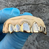 Real Solid 10K Gold Two-Tone Diamond-Dust Custom Grillz