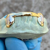 Real Solid 14K Gold Canine Diamond Dust Front Bar Custom Grillz