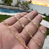 Real Solid 14K Gold Paperclip Paper Clip Chain Necklace Italy 16" -24" 2.5MM