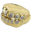 Real Solid 14K Gold Two-Tone Diamond-Dust Custom Grillz