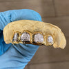 Real Solid 14K Gold Two-Tone Diamond-Dust Custom Grillz