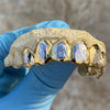 Real Solid 14K Gold Two-Tone Diamond-Dust Custom Grillz