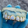 Real Solid 14K Gold Two-Tone Diamond-Dust Custom Grillz