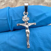 Real Solid 925 Silver Crucifix Jesus Cross Shiny Pendant 1" (Small)